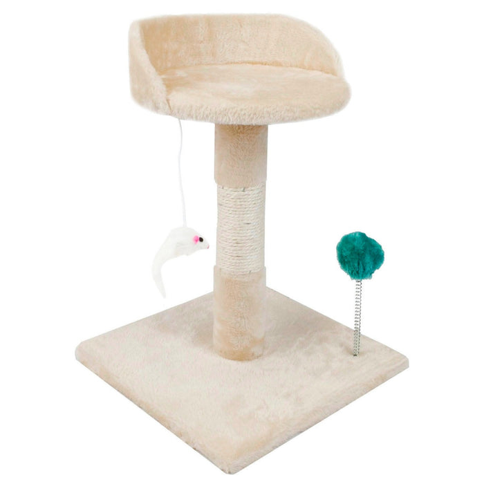 Cat Craft Comfort Perch - Beige Fluffy Cat Tree with Scratching Posts - Ideal for Lounging and Claw Health