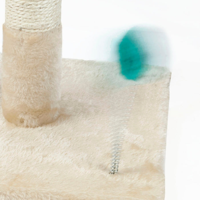 Cat Craft Comfort Perch - Beige Fluffy Cat Tree with Scratching Posts - Ideal for Lounging and Claw Health