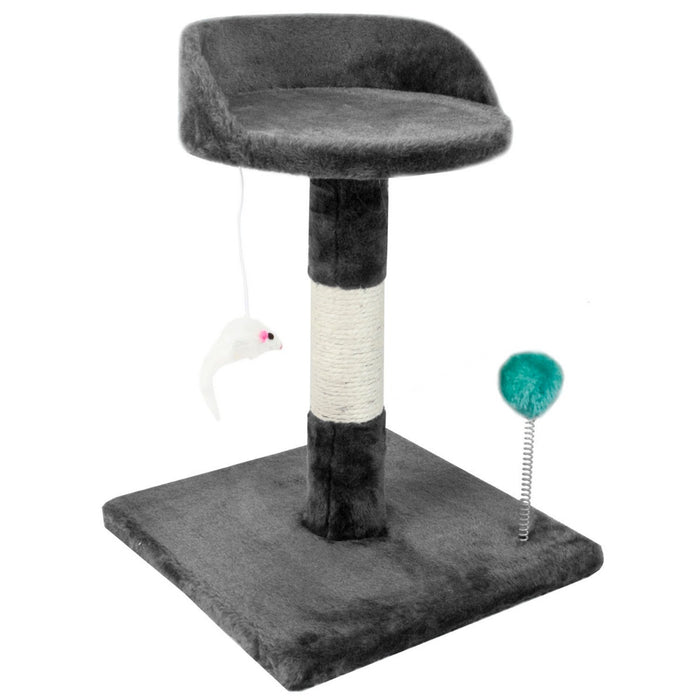 Cat Tree with Chair Design - Plush Grey Perch and Lounging Spot for Felines - Ideal for Climbing, Scratching and Relaxing
