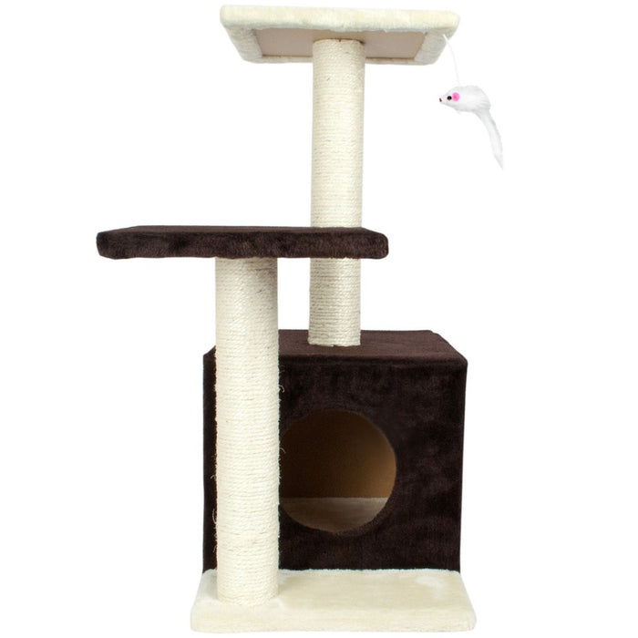 Podium Style Cat Tree - Sturdy Multi-Level Climbing & Lounging Tower for Cats - Enhances Feline Play & Rest in a Stylish Brown Design