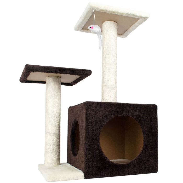 Podium Style Cat Tree - Sturdy Multi-Level Climbing & Lounging Tower for Cats - Enhances Feline Play & Rest in a Stylish Brown Design