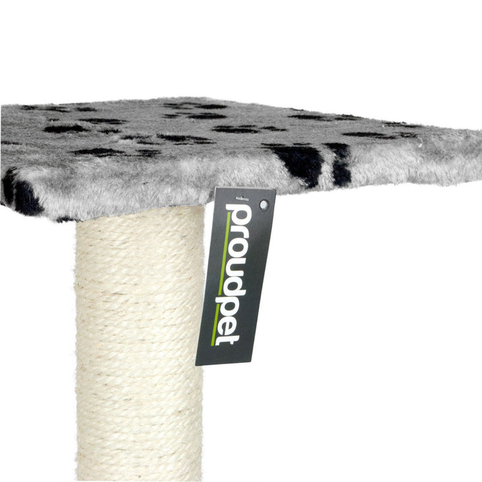 Contemporary Podium-Style Cat Tree - Plush Grey Finish with Multiple Perching Levels - Ideal for Climbing and Lounging Felines