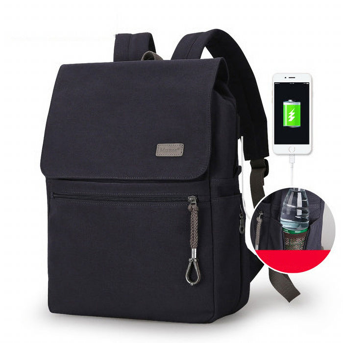 MUZEE 15.6-inch Backpack - USB Charging, Waterproof Canvas Laptop Bag with 20-35L Large Capacity - Ideal for Casual, Stylish, and Convenient Everyday Carry