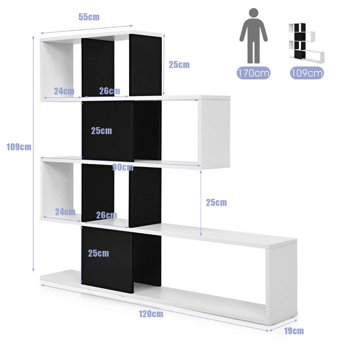 5-Tier Bookshelf - White Display and Storage for Home and Office - Ideal for Organizing Books, Decorative Items and Documents