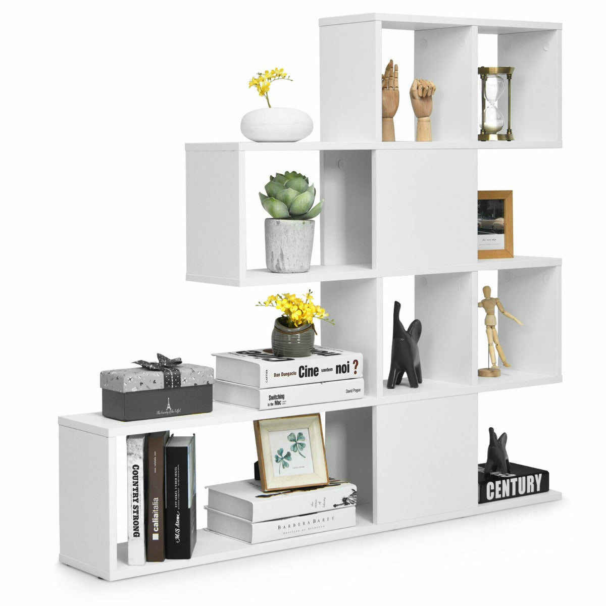 5-Tier Bookshelf - White Display and Storage for Home and Office - Ideal for Organizing Books, Decorative Items and Documents