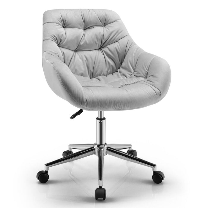Velvet Leisure - Adjustable Armchair with Rolling Casters Ideal for Office Use - Comfort Seating Solution for Professionals in Grey