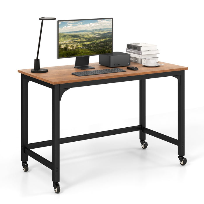 Rolling Computer Desk - 120cm Black Desk on Wheels - Ideal for Home Office and Small Spaces