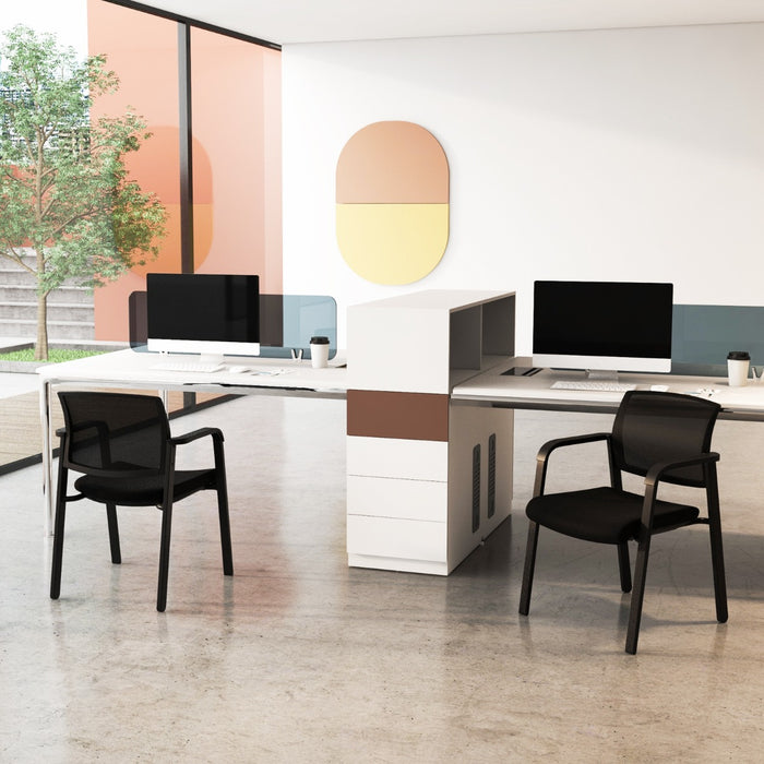 Set of 2 Waiting Room Chairs with Armrests - Black and Comfortably Padded - Ideal Seating Solution for Reception Areas and Offices