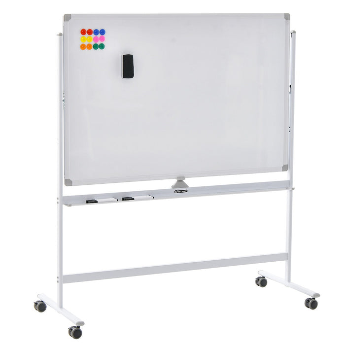 Mobile Reversible Whiteboard - Adjustable Height & Easy to Transport - Ideal for Home, Office or Classroom Use