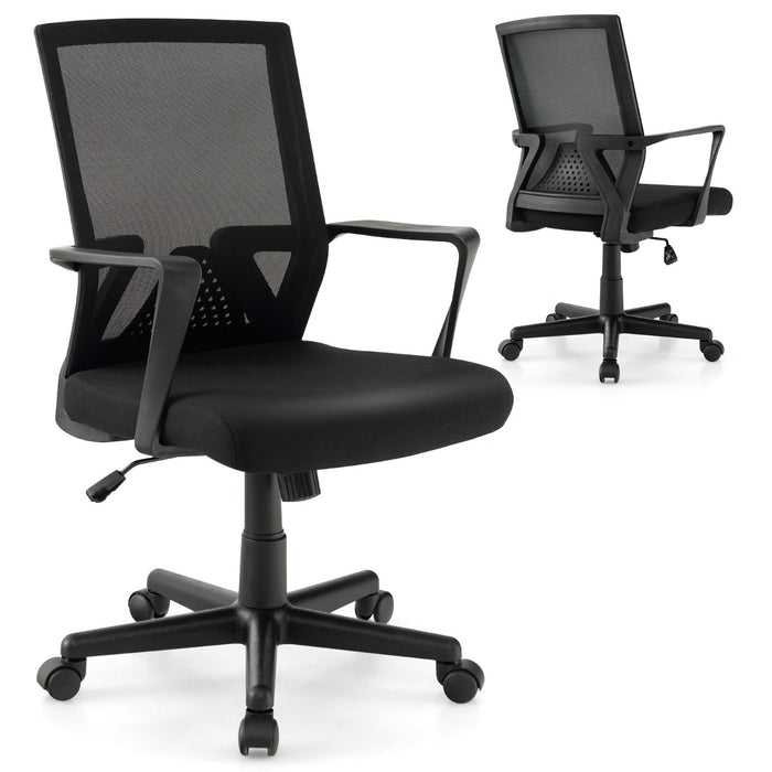 Ergonomic Desk Chair Model - Lumbar Support & Rocking Function in Black - Ideal for Office Workers Seeking Comfort and Better Posture