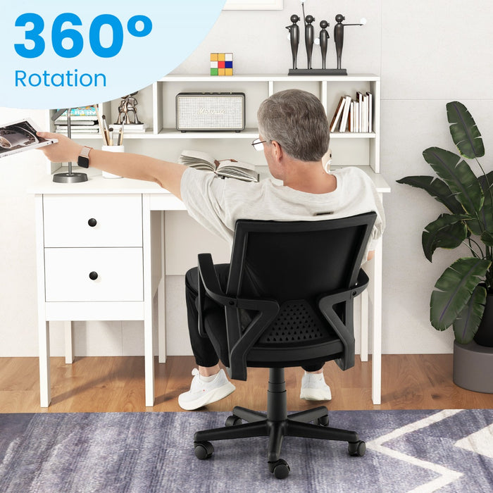 Ergonomic Desk Chair Model - Lumbar Support & Rocking Function in Black - Ideal for Office Workers Seeking Comfort and Better Posture