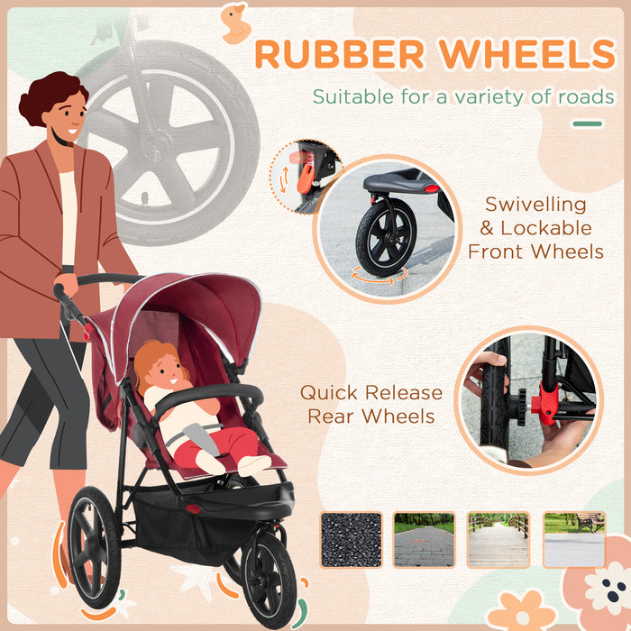 Foldable Tri-Wheel Baby Carriage - Sunshade Canopy & Spacious Undercarriage Basket - Ideal for On-The-Go Parents with Infants