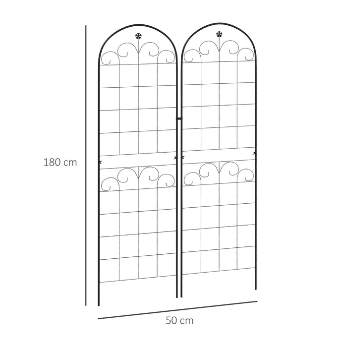 Garden Trellis Support Set of 2 - Metal Frames for Climbing Plants with Elegant Floral Design - Outdoor Decor & Plant Growth Enhancer