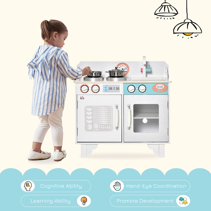 Kids Playtime Chef Station - Wooden Kitchen Set with Sink, Faucet, and Cooking Bench - Inspire Creativity with Pretend Play for Ages 3-6