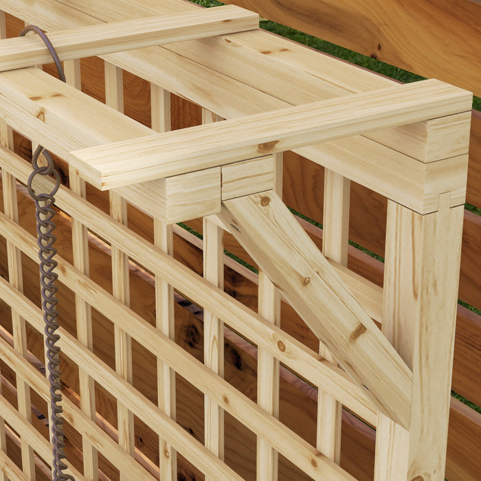 Wooden Raised Garden Bed with Trellis - Drainage Holes, Climbing Plant Support - Ideal for Growing Vegetables and Flowers in Small Spaces