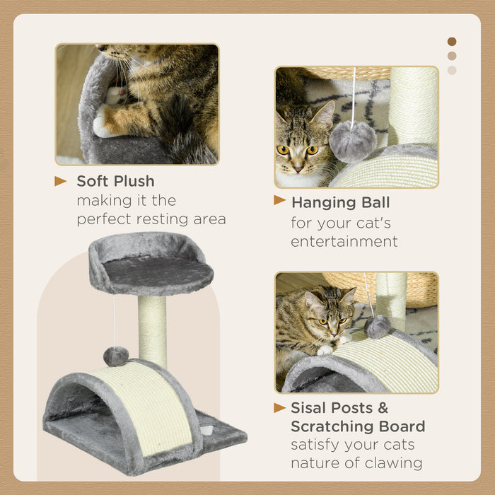 Cat Scratching Post with Hanging Ball - Multi-level Kitten Activity Centre with Climber - Indoor Scratch Solution for Feline Fun and Exercise