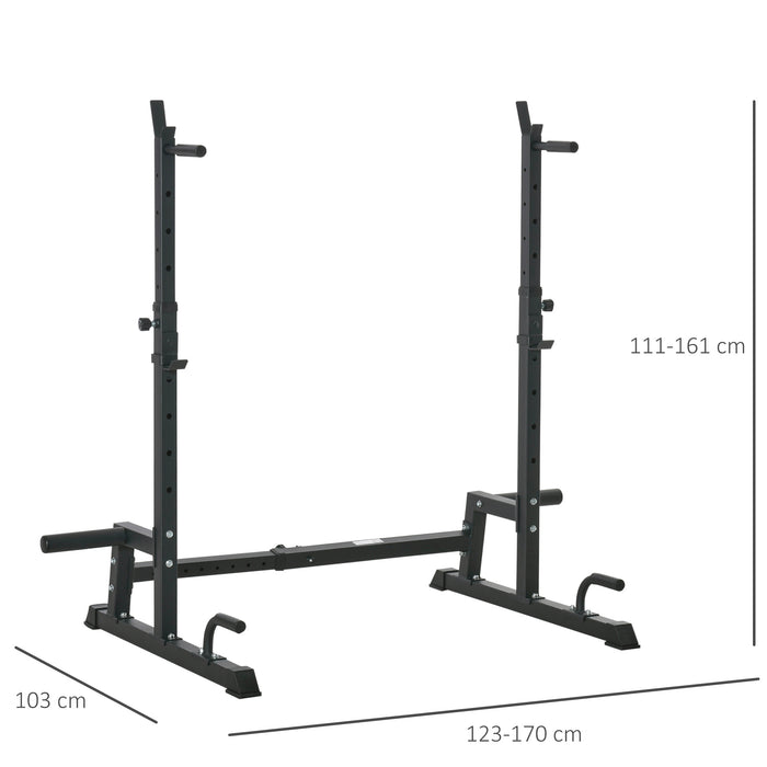 Heavy-Duty Multi-Function Barbell Rack - Adjustable Squat & Dip Station with Weight Lifting Bench - Perfect for Strength Training and Home Gyms