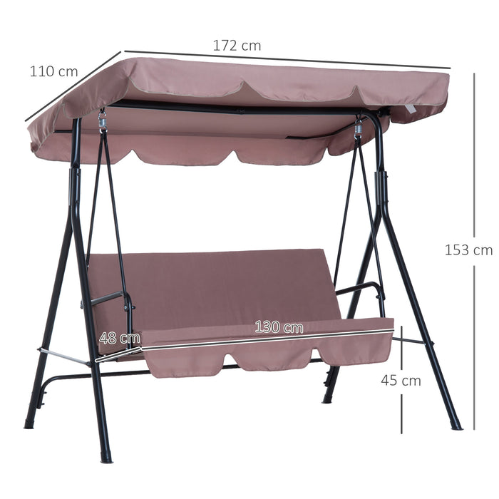 Heavy-Duty 3-Seater Canopy Swing Bench - Garden Rocking Patio Chair with Metal Frame and Top Roof - Relaxing Outdoor Furniture for Yard and Porch