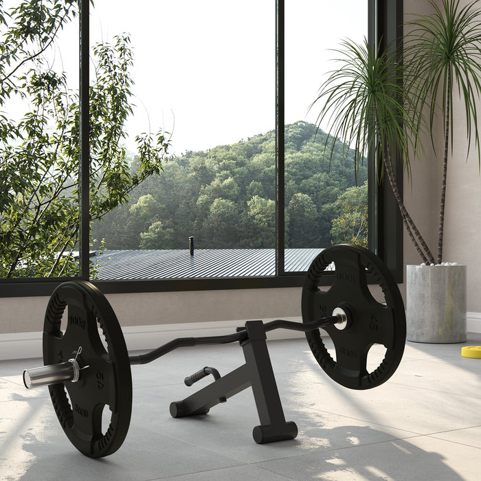 Olympic 120cm EZ Curl Bar with Barbell Jack - 5cm Plate Compatible Curling Bar, 200kg Capacity Deadlift Helper - Perfect for Home Gym Weightlifting & Plate Management