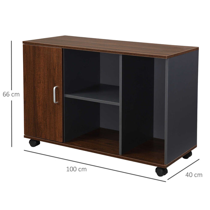 Mobile File Cabinet on Wheels - Legal & Letter-Sized Filing System with Printer Stand - Wooden Storage Solution for Home Office Organization
