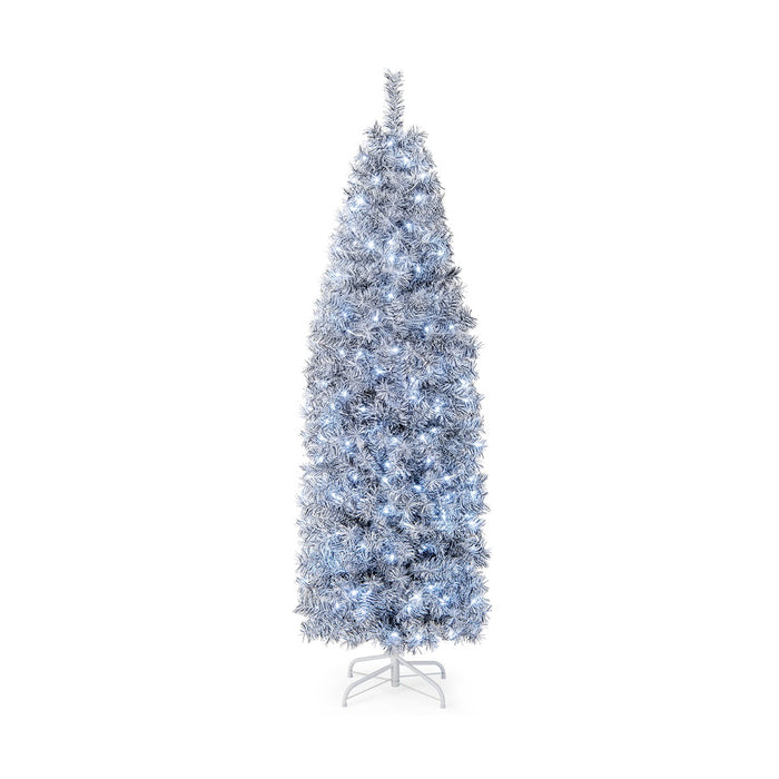 Slim 180cm Artificial Christmas Tree - With 475 Branch Tips & 250 Cold White LED Lights - Perfect for Celebrating the Holiday Season in Style