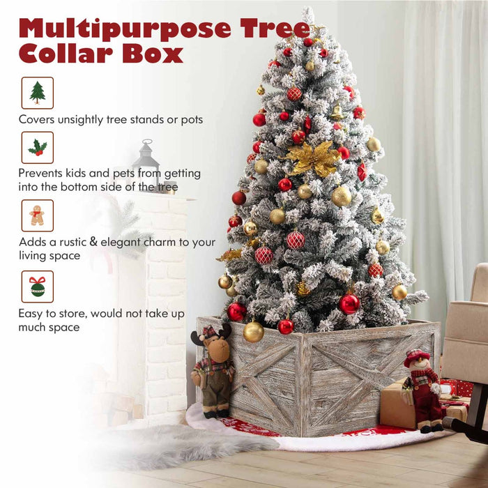 Christmas Tree Box Stand Model Grey-L - Grey Box Stand with Hook and Loop Fasteners - Perfect for Christmas Tree Stability and Holiday Decorations
