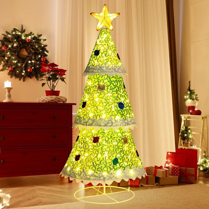 Pre-Lit Collapsible Christmas Tree - 4.6 Feet tall with 110 Green LED Lights - Ideal for Holiday Decorations and Small Spaces