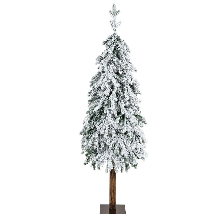 Flocked Christmas Tree, 150 CM - 320 Branch Tips with 160 LED Lights - Perfect for Creating a Festive Atmosphere