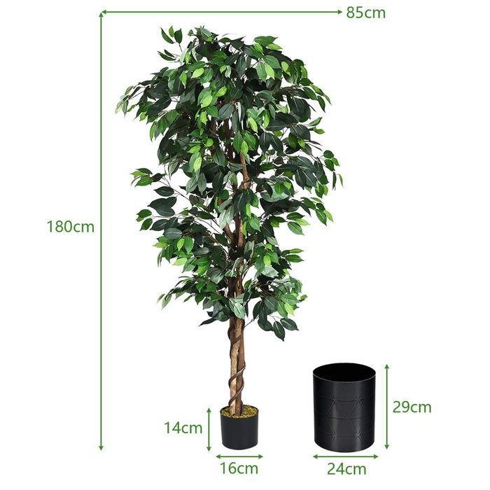 Nursery Pot Artificial Tree - 180cm Tall Decorative Faux Greenery - Ideal for Home and Office Interior Decorations