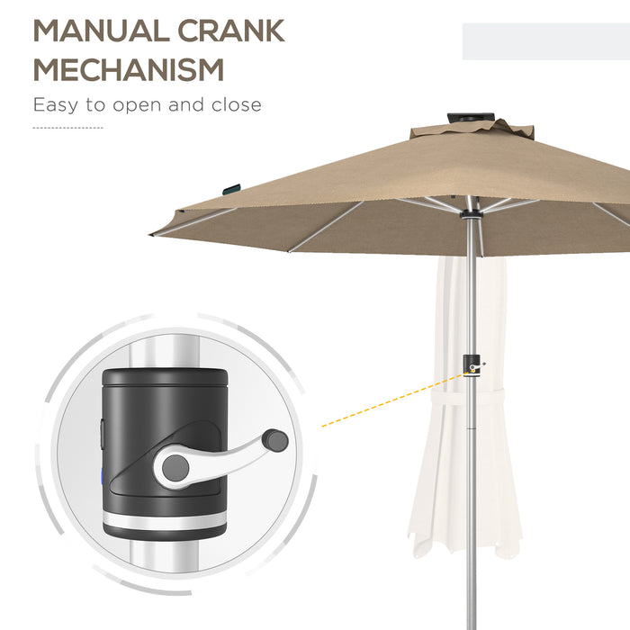 LED Illuminated Patio Umbrella - Solar & USB Powered with 4 Lighting Modes for Outdoor Ambiance - Ideal for Deck, Garden, and Nighttime Gatherings