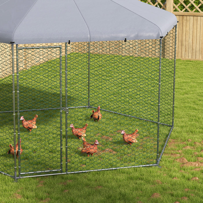 Spacious 4x3.5x2.6m Poultry Shelter - Chicken Coop for 10-15 Birds, Hen House with Outdoor Run - Ideal for Chickens, Hens, Rabbits, Ducks