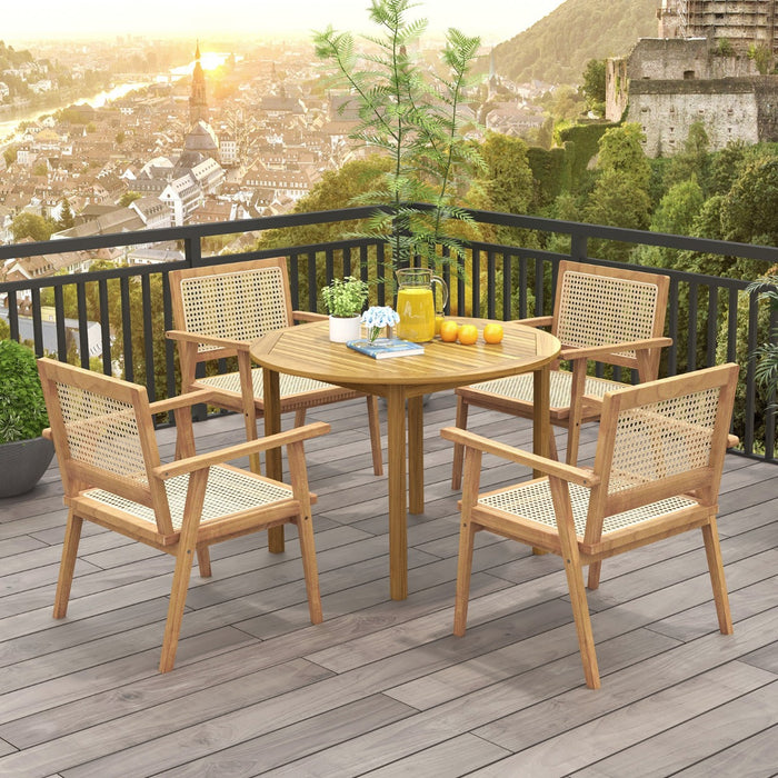 Wood Dining Chair - Comfortable, with Curved Backrest, Ideal for Backyard, Porch, Balcony - Designed for Ultimate Outdoor Relaxation