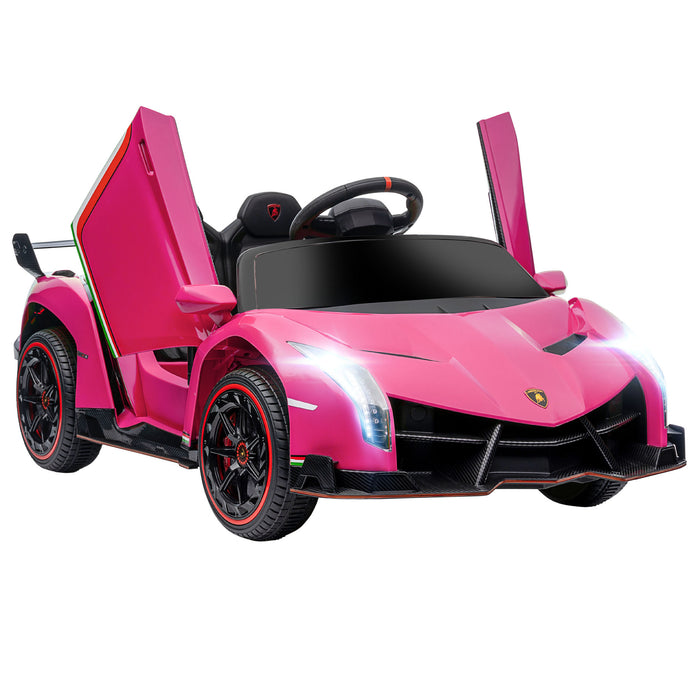 Lamborghini Veneno with Butterfly Doors - 12V Electric Kids Ride-On Car, Bluetooth & Portable Battery - Ideal for Young Drivers & Car Enthusiasts