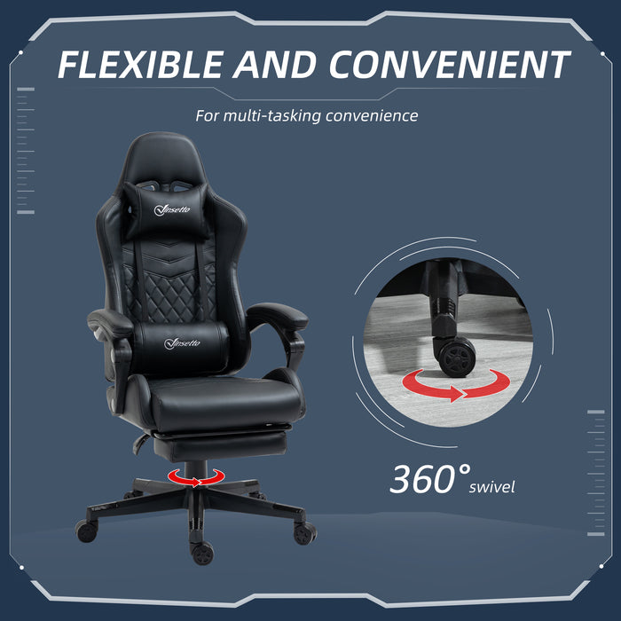 Ergonomic Racing-Style Gaming Chair - Swivel Wheels, Reclining Footrest, PU Leather - Comfortable Home Office Gamer Seating Solution