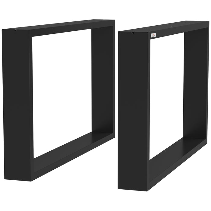 Industrial Strength Black Metal Table Legs - Square Set of 2 for DIY Furniture Projects, Includes Screws & Floor Protectors - Ideal for Coffee Tables, Chairs, and More
