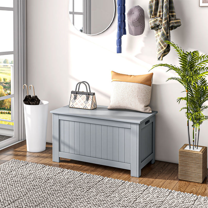 Toy Chest with Safety Hinges - Spacious Grey Storage Box Organizer with Lid for Kids - Secure, Clutter-Free Playroom Solution