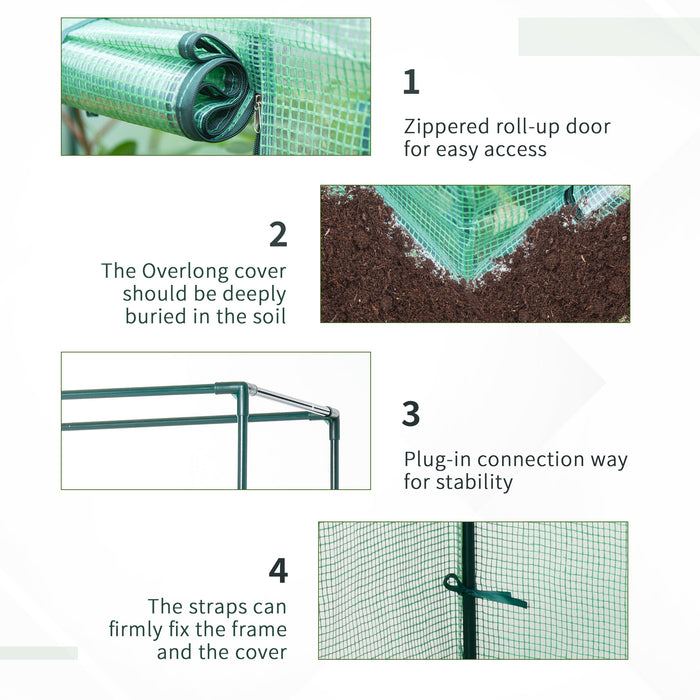 Greenhouse with Sturdy Steel Frame - Spacious 100x50x150cm PE Cover, Roll-up Door for Easy Access - Ideal for Backyard, Balcony and Garden Greening