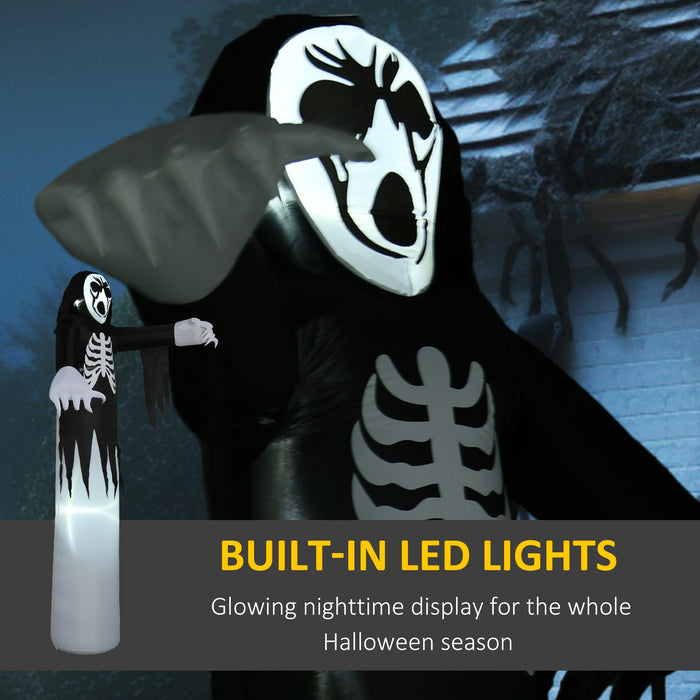Inflatable 12ft Halloween Skeleton Ghost - Blow-Up Yard Decoration with LED Lighting and Disco Effect - Perfect for Spooky Outdoor Festivities