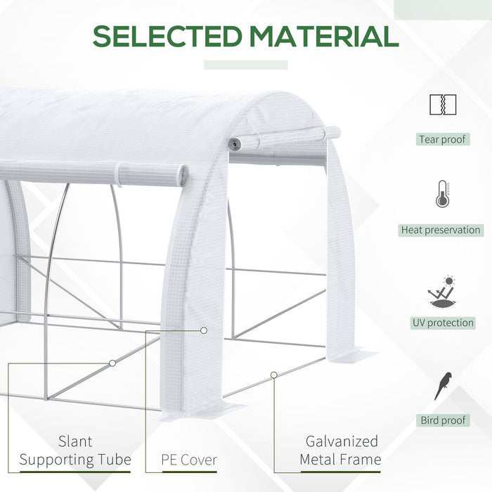 Polytunnel Greenhouse - 3x3x2m Walk-In Tent, Steel Frame, Reinforced Cover, Zippered Door & 6 Ventilation Windows - Ideal for Garden Plant Protection and Growth