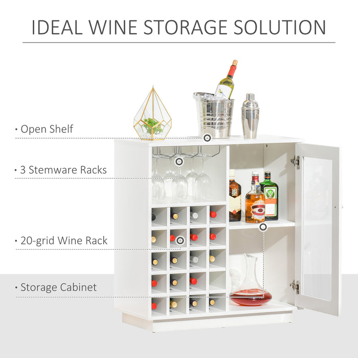 Modern Sideboard Wine Cabinet - Glass Door Display, Built-In Glass Holder & 20-Bottle Storage Rack - Elegant Organization for Home Bar, Living Room, Dining Area