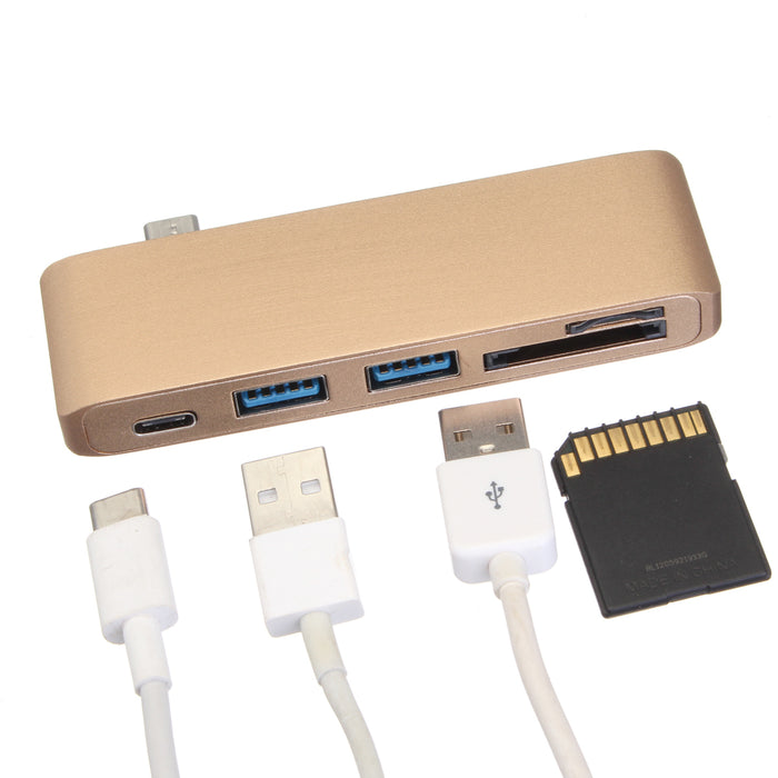 Multifunction USB Hub - Type-C to Type-C, USB 3.0, 2 Ports, TF SD Card Reader - Ideal for Laptop and PC Users
