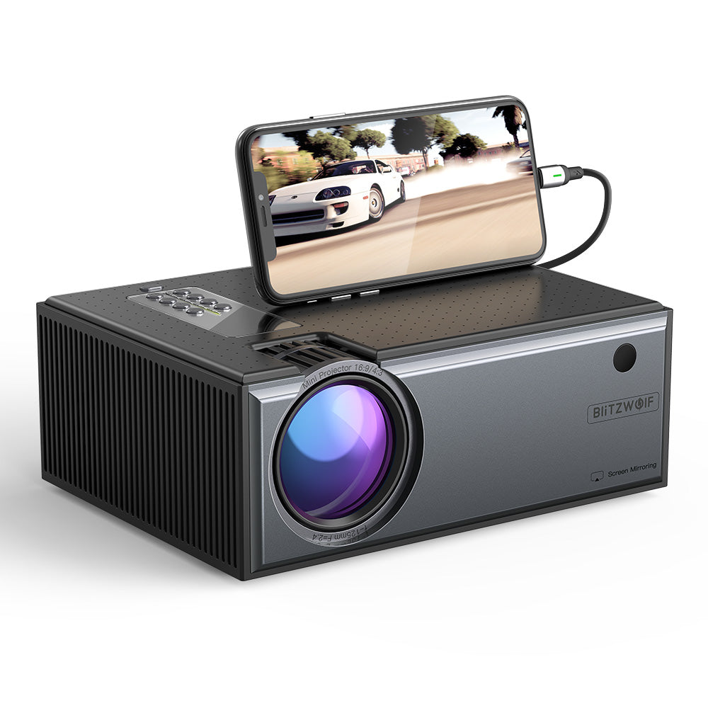 Blitzwolf® BW-VP1-Pro - LCD Projector with 2800 Lumens, Phone Same Screen, 1080P Input, Dolby Audio, Wireless Portable Smart Home Theater Beamer - Perfect for Movie Nights and Presentations