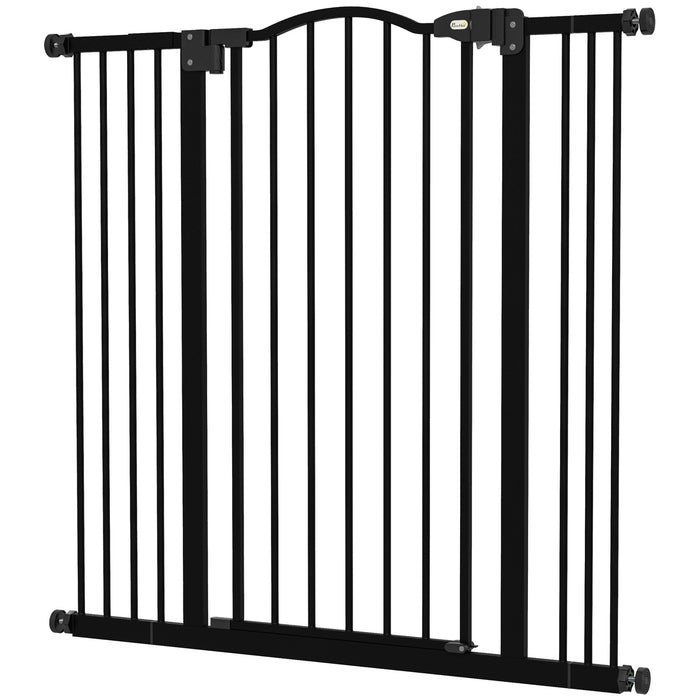 Metal Pet Safety Barrier - Indoor Folding Dog Gate, Secure Fence, Black Finish - Ideal for Household Pet Containment