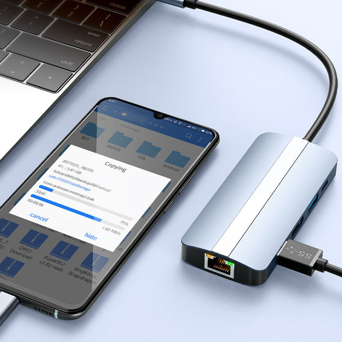5-in-1 Type-C Docking Station - USB-C Hub Splitter Adaptor, 87W PD, 4K/30HZ, 100Mbps RJ45 LAN, USB 3.0/2.0 Ports - Ideal for PC, Computer, and Laptop Connectivity