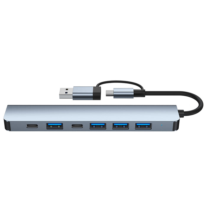 Type-C Docking Station - 7-in-1 USB Adapter with USB2.0*4, USB3.0, USB-C Data, PD5W, Multiport Hub Splitter - Ideal for PC Laptops and Modern Devices