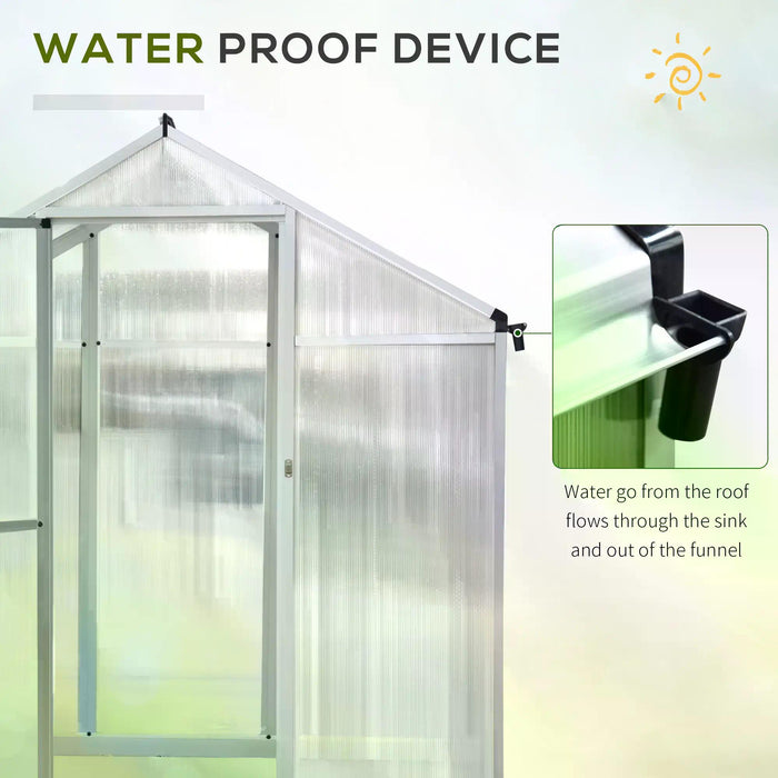Large Walk-In Greenhouse - 6x10 ft Clear Polycarbonate with Sturdy Aluminium Frame - Ideal for Growing Garden Plants and Vegetables