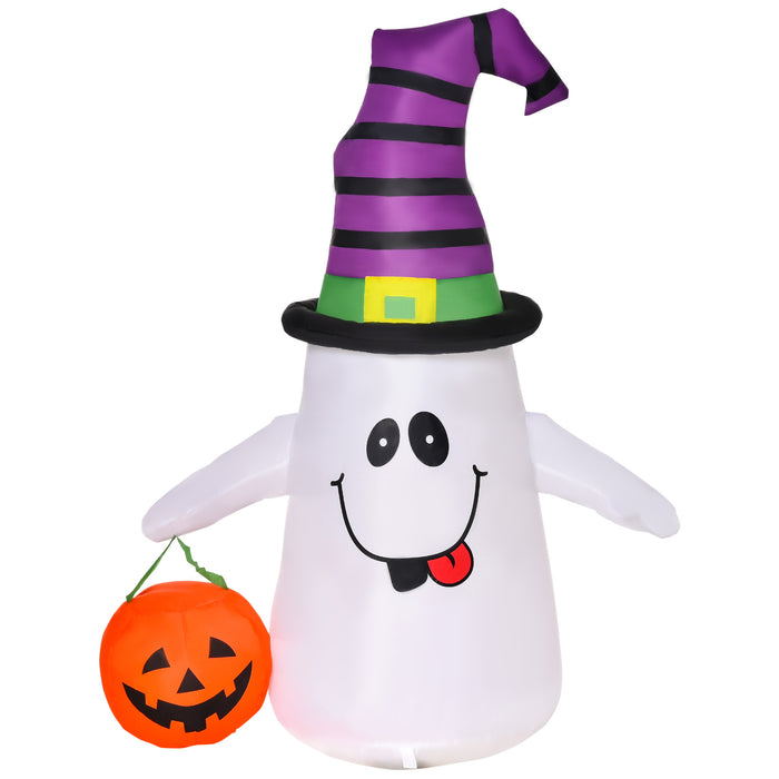 1.2m LED-Lit Witch Ghost & Pumpkin Lantern - Inflatable Halloween Decoration with Built-in Fan - Speedy Delivery, Weatherproof Design for Outdoor Festivities