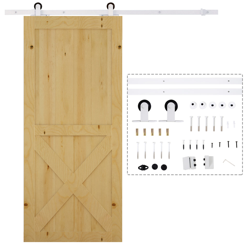 Modern Carbon Steel 6ft Sliding Track Kit - Contemporary White Door Hardware System - Ideal for Stylish Home Renovation & Space-Saving Solutions