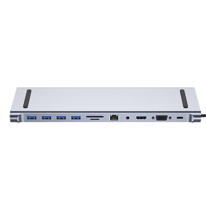 Mechzone BYL-2003 Docking Station - 11-in-1 Type-C USB Hub with USB 2.0, USB 3.0, PD 100W, 4K HDMI, 1080P VGA, RJ45 Gigabit LAN, 3.5mm AUX, and TF/SD Card Reader - Ideal for Macbook Air/Pro and HUAWEI Laptops