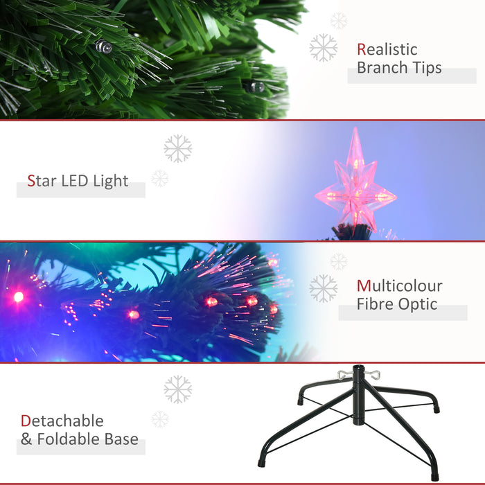 5ft 150cm Green Fiber Optic Artificial Christmas Tree - Multi-Color LED Lights and Festive Decoration - Ideal for Holiday Home Decor and Celebrations